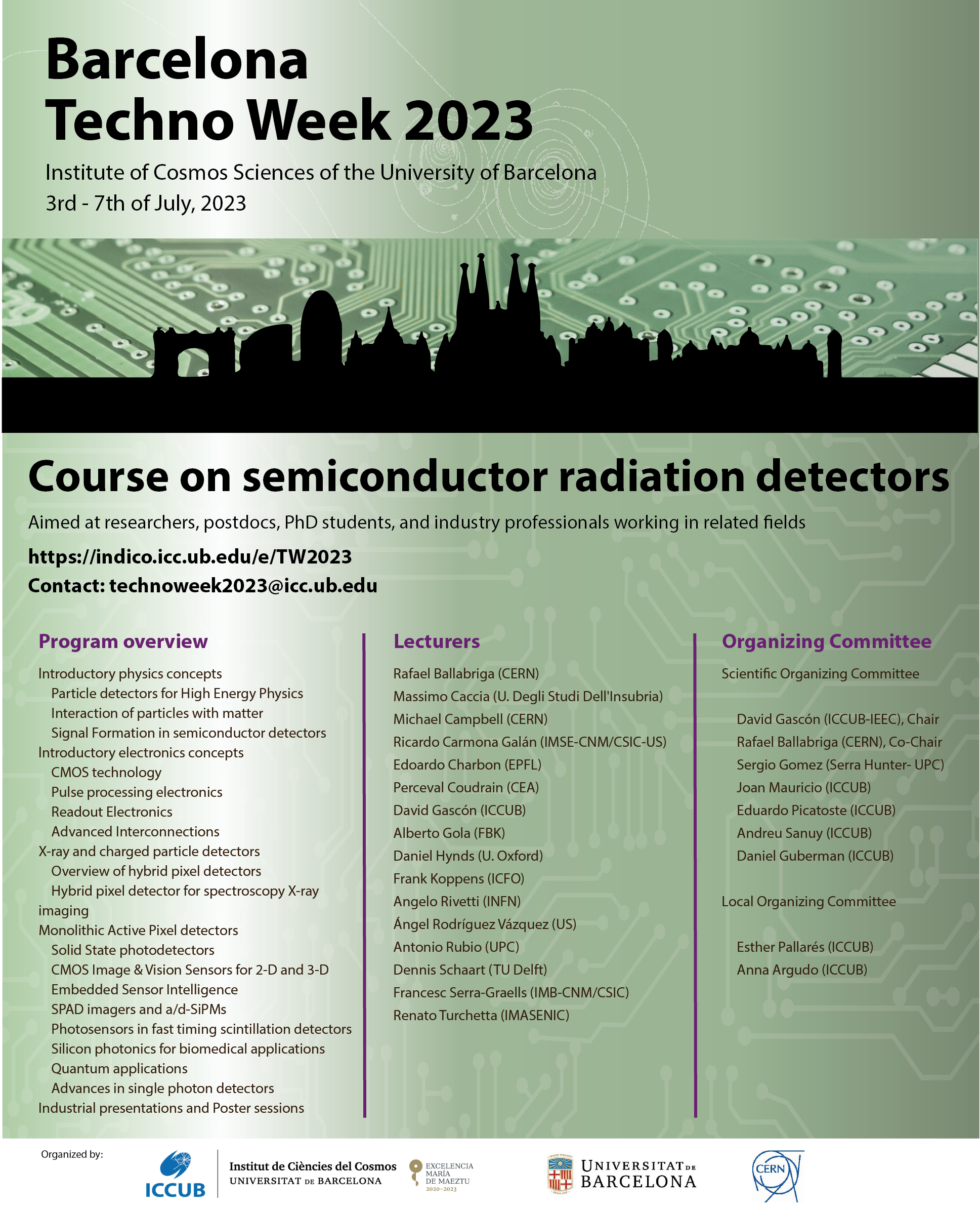 Póster 7th Barcelona Techno Week: Course on semiconductor radiation detectors