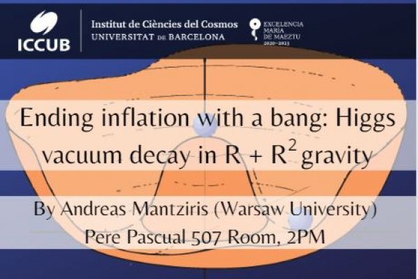 Ending inflation with a bang: Higgs vacuum decay in R + R  gravity