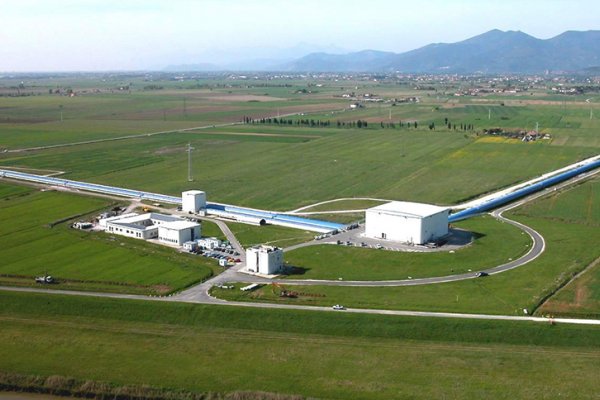  Aerial view of the Virgo interferometer at Cascina in the Arno plain in Tuscany