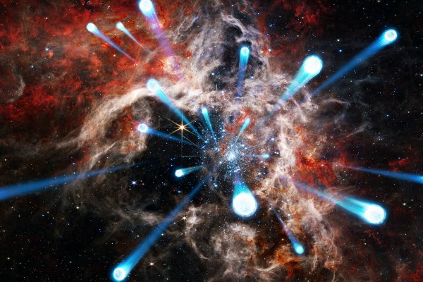 Illustration of runaway stars in stsr cluster R136