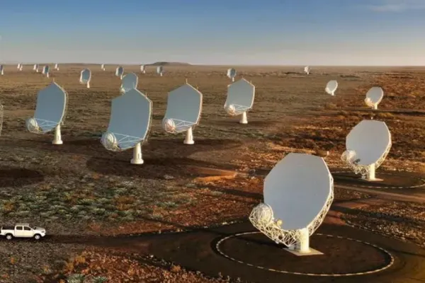 Artist’s impression of the ‘SKA-Mid’ radio telescope in South Africa.