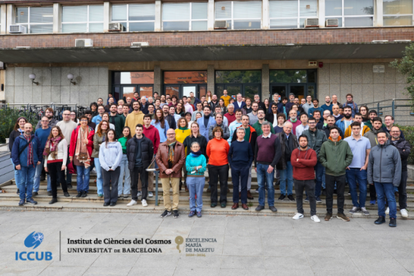 ICCUB Group Picture in the stairs in front of the UB Physics Faculty